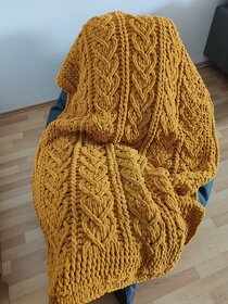 Pletená deka pro dospělé horčicová - 3