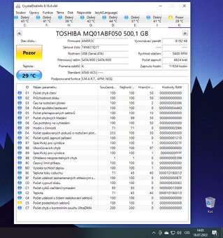 HDD Toshiba MQ01ABF050 - 500GB, podezřelé sektory viz foto - 3