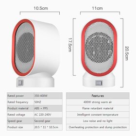 Kompaktní teplovzdušný ventilátor 400W - 3