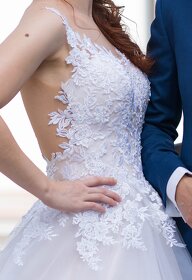 Pudrové svatební šaty vel. 34-36 - 3
