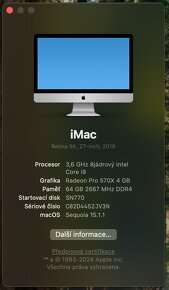 iMac 27" 5K (2019) CTO/I9 3.6GHZ/64GB RAM/3TB SSD celkem - 3