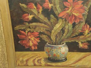 obraz - olej  -  kaktus -  v rámu -  -75 x 75 cm - 3