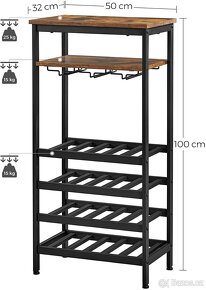 Regál na víno - černohnědá - 3