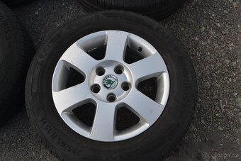 Alu kola Škoda Octavia II 5x112 + letní pneu 195/65R15 - 3