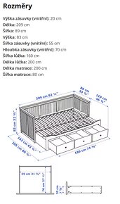 IKEA HEMNES POSTEL / POHOVKA + matrace - 3