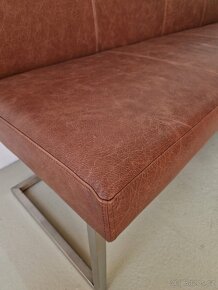 Nová lavice pravá kůže hnědá 226 cm - 3