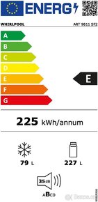 Chladnička s mrazakom Whirlpool - používaná pól roka. - 3