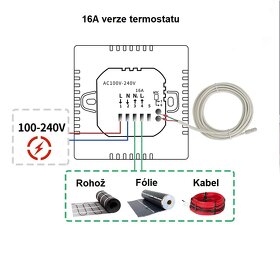 WiFi Termostat 16A elektrické podlahové vytápění černý/Bílý - 3