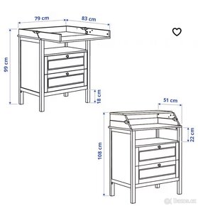 Detský přebalovací pult + postýlka sundvik - IKEA - 3