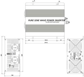 Měnič napětí Carspa SK 2000W 24V čistá sinus - 3