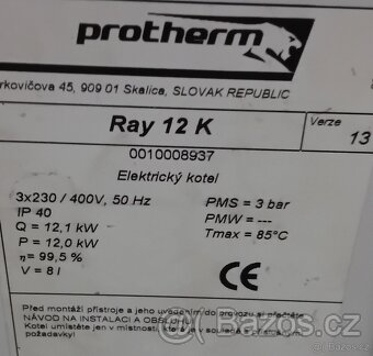 Prodám elektrokotel Protherm RAY 12K - 3