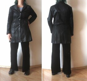 Vintage černá dámská kožená bunda - kabát - paleto - 3