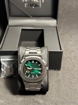 Seiko mod Nautilus Open Heart Green - 3