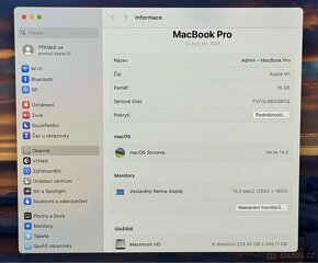 ZÁNOVNÍ MacBook Pro 13” 2020 M1 /16GB/M1/256GB SSD/ Záruka - 3