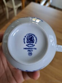 Český porcelán Henriette, sada 4 hrnků s podšálky a 3 podšál - 3