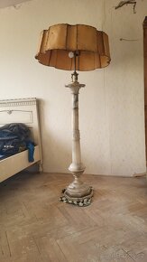 Starožitna veliká lampa mramor originál veliké stínítko - 3