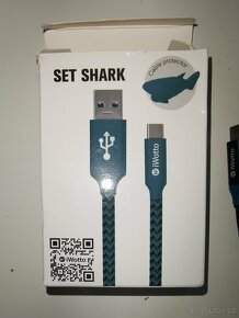 Nabíjecí kabel USB A / USB C modrý - držák žralok - 3