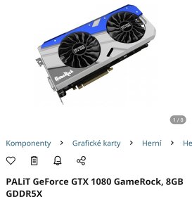 Herní grafika PALiT GeForce GTX 1080 GameRock, 8GB GDDR5X - 3