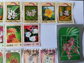 Sbírka 33 známek rostlin hmyz známky Kuba Mongolsko Laos - 3