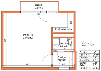 Pronájem zrekonstruovaného bytu 1+kk Pardubice Polabiny - 3