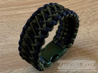 Paracord náramek v army stylu (19 cm) oliv - dark blue - 3