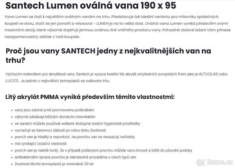 Oválná vana Santech Lumen 190 x 95 cm - 3