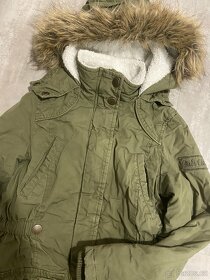 Zelená parka 134-140+čepice zdarma - 3