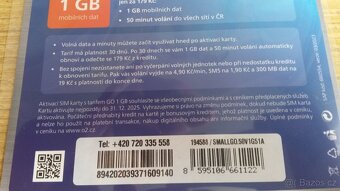 O2 GO SIM karta 720 33 55 58 a T-mobil 735 13 13 16 - 3