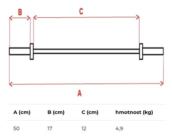 Hřídel na jednoruční činku OB-20 50cm/50mm - 3