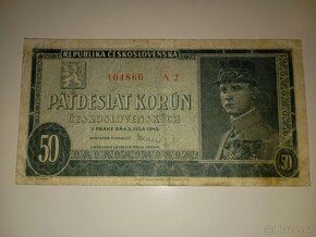 VZÁCNÁ BANKOVKA 50 KČS, 1948, NÍZKÁ SÉRIE A 2, NEPERFOROVANÁ - 3