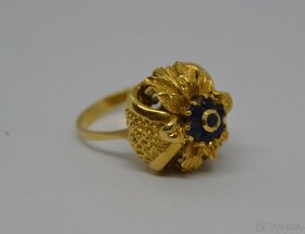 Zlatý prsten s modrými safíry 18ti karátové zlato - 3