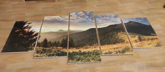 Obraz tisk plátno hory krajina 5ks rám smrk 200 x 100 cm - 3