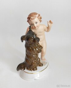 Starožitná porcelánová figura - putto a pes - Rosenthal - 3