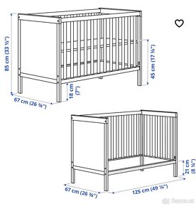 IKEA dětská postýlka + matrace a ochranný mantinel - 3