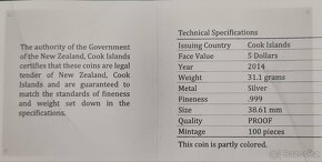 Čtyřlístek 5$ Cook Islands Ag stříbro jen 100 ks VZÁCNÁ - 3