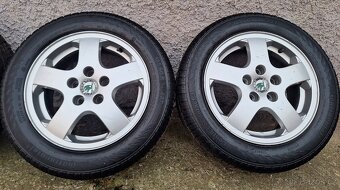 Alu kola R14 5x100 Škoda + letní pneu 185/60/14 - 3