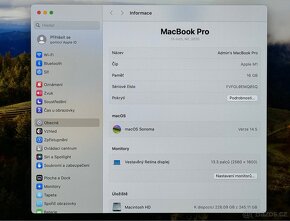 MacBook Pro M1 13” 2020/16GB RAM/M1/256GB SSD/ Záruka - 3