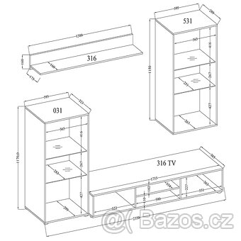 Prodám -  Obývací stěna  Dub sonoma  v nadčasovém designu - 3