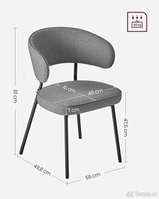 NOVÁ Sada 2 jídelních židlí, tmavě šedá-LDC112G01 - 3
