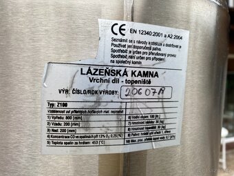 Prodám lázeňská nerezová tlaková kamna Z100, 7,5 kW - 3