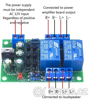 Ochrana reproduktorů (3s zpoždění zapnutí) protection board - 3