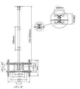 Stropní držák TV - Fiber Mounts T560 - 4