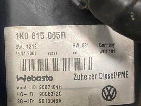 Webasto naftové 1K0815065R VW Touran 1T1 r.v. 2005 - 4