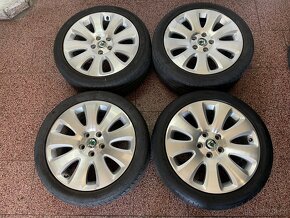 Originalní ALU kola Škoda 5x112 r17 letní pneu 5mm - 4