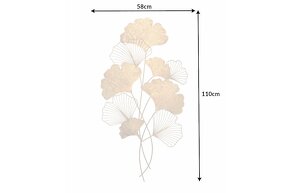 Zlatá nástěnná dekorace Ginkgo 110cm kov - 4