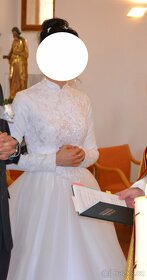 sněhobílé svatební šaty - velikost 36/38 cm - 4