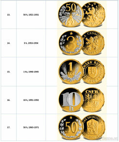 Sada Nejoblíbenější československé mince 36 24karát zlato - 4