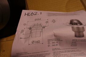 Střešní vtok HL s vyhřívacím tělesem HL62.1/1  DN100 nové - 4