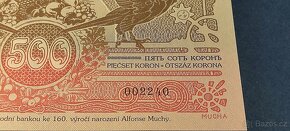 500 K. ČSR 1919 VÝROČNÍ BANKOVKA ALFONSE MUCHY,  N/UNC - 4