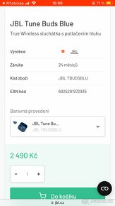 Prodám sluchátka JBL Tune Buds Blue - 4